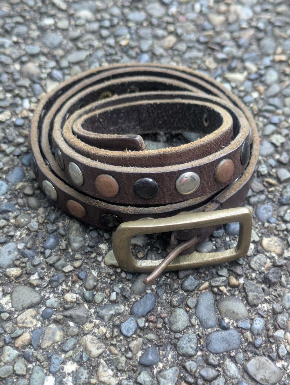 Linea Pelle Thin Studded Leather Belt